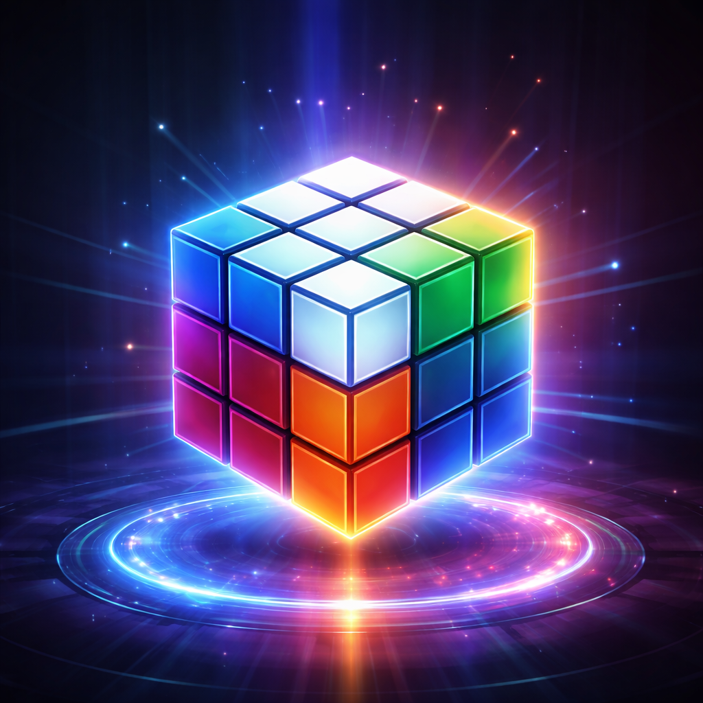 GlassCube AR app icon — a glowing 3D cube